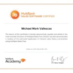 HubSpot Academy certificate awarded for completing the Sales Software course, recognizing skills in using HubSpot tools for managing and automating the sales process freelance digital marketer in kerala